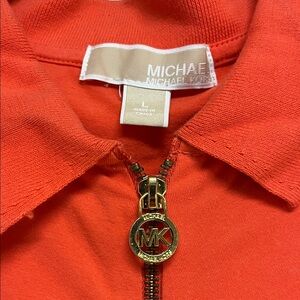 Michael Kors Orange Zip-Up Button Down Shirt